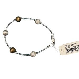 Elegant Kate Landry Sterling Silver and Gold Beaded Bracelet NWT